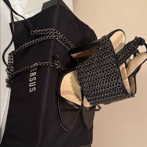 Versus Versace Black Chain Embellished Heels